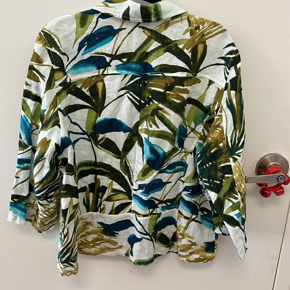 ⭐️Chico's Zip-Front Tropical-Print Linen Jacket - Picture 4 of 5